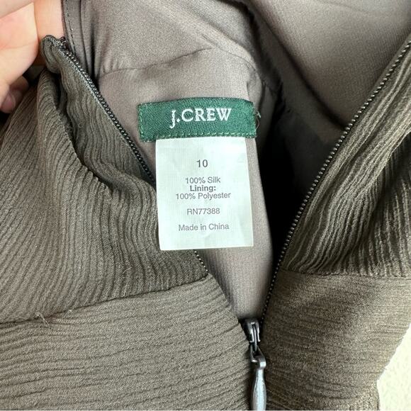 J.Crew Chocolate Brown Silk Midi Dress Size 10 Preppy Career Dark Academia Twee - Picture 4 of 8